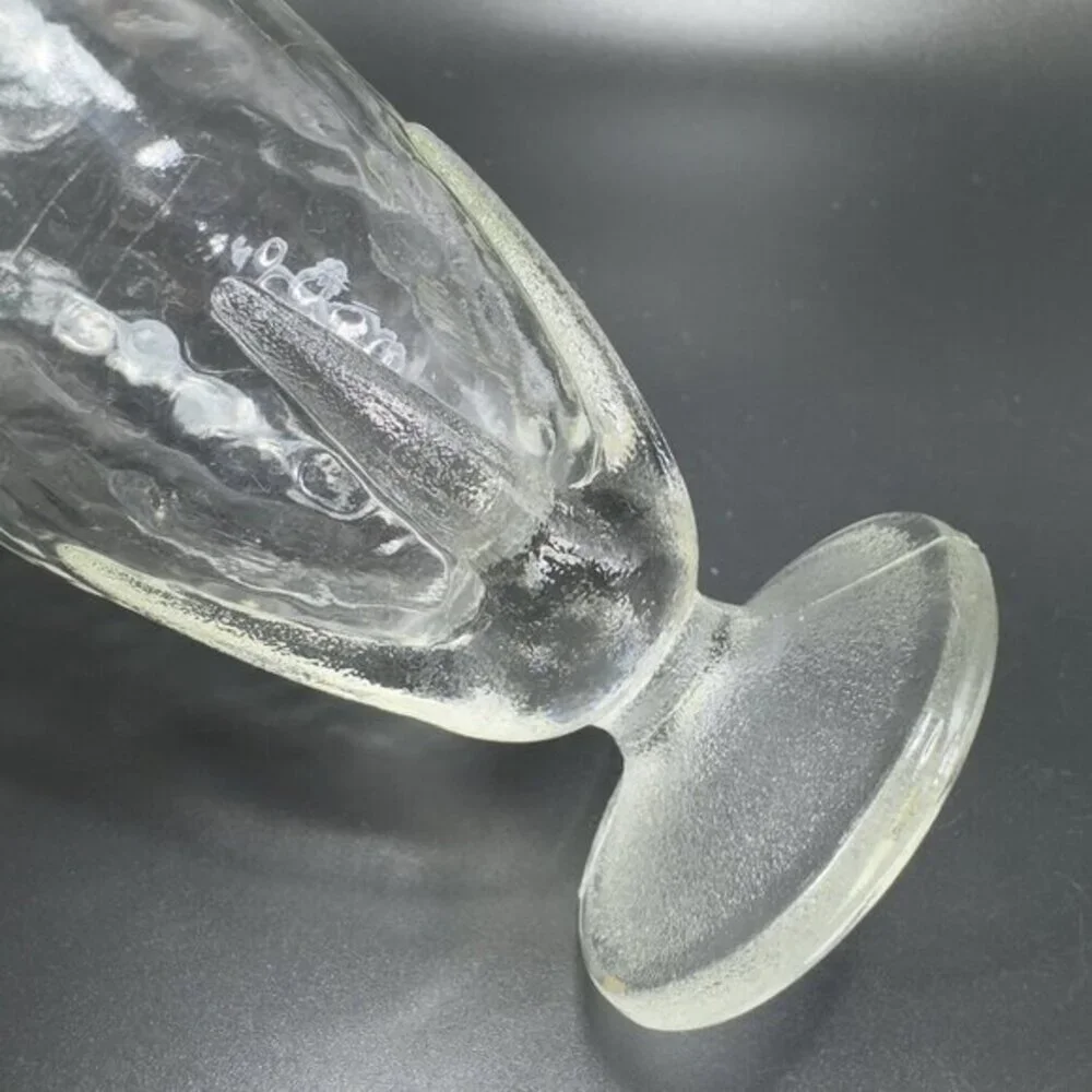 Vintage Clear‎ Crinkle Glass Parfait Footed Glasses Cups Set 3 BarWare Tumblers